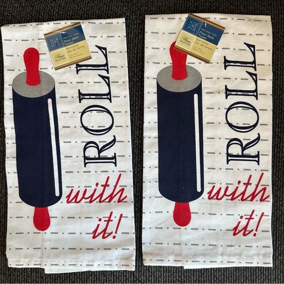NEW! Roll with it rolling pin kitchen flour sack towel - Picture 1 of 1